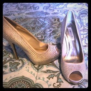 Rhinestone Peep Toe Stilettos